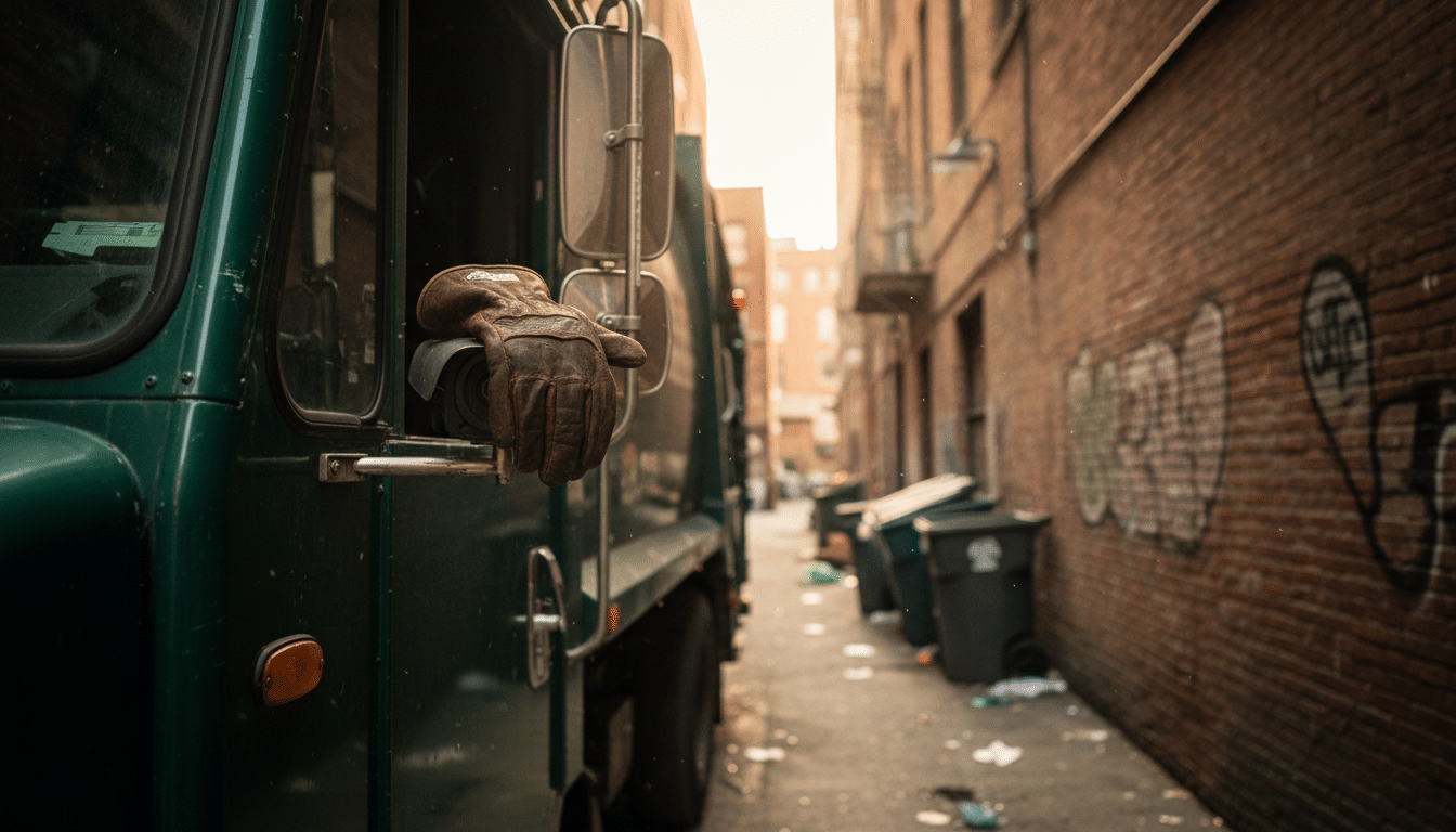 Caméra de camion-poubelle recouverte d'un gant