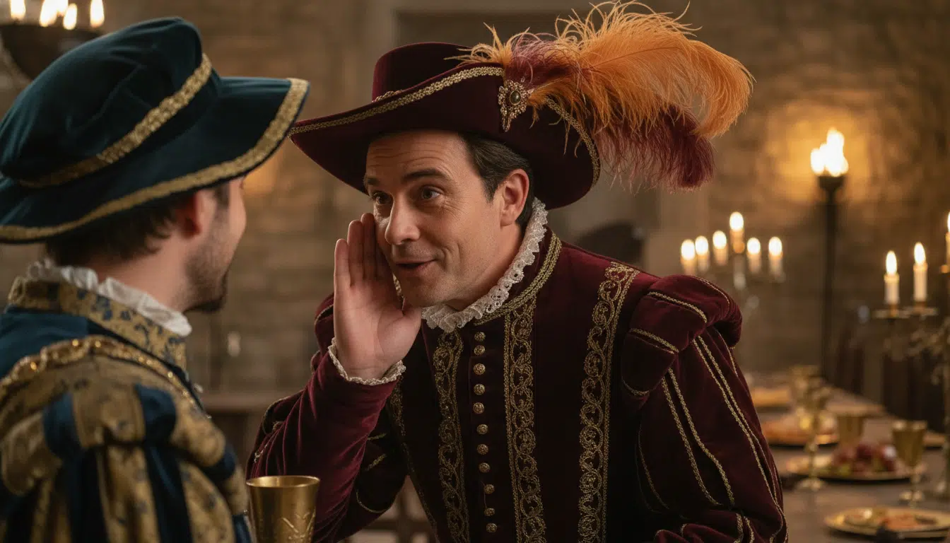 Acteur en costume Renaissance lors du tournage Loups-Garous 2