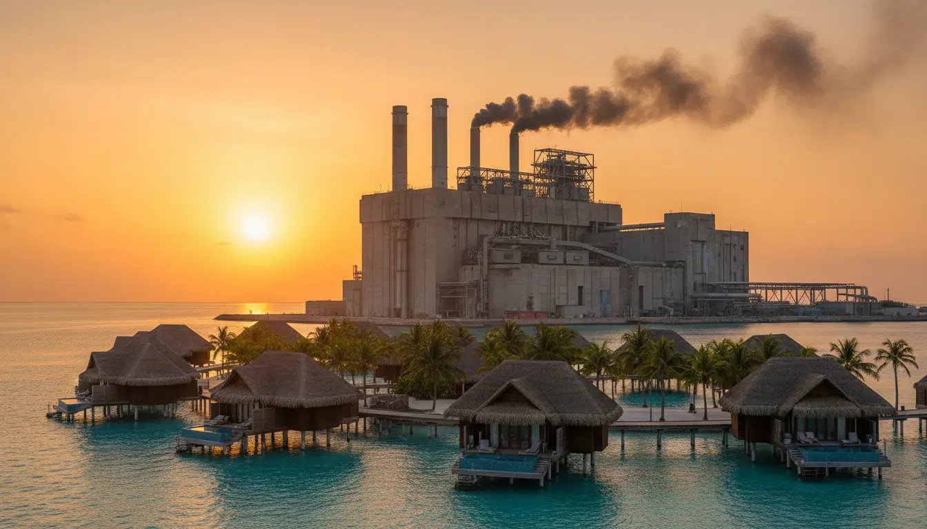 Resort de luxe aux Maldives à proximité d'une usine