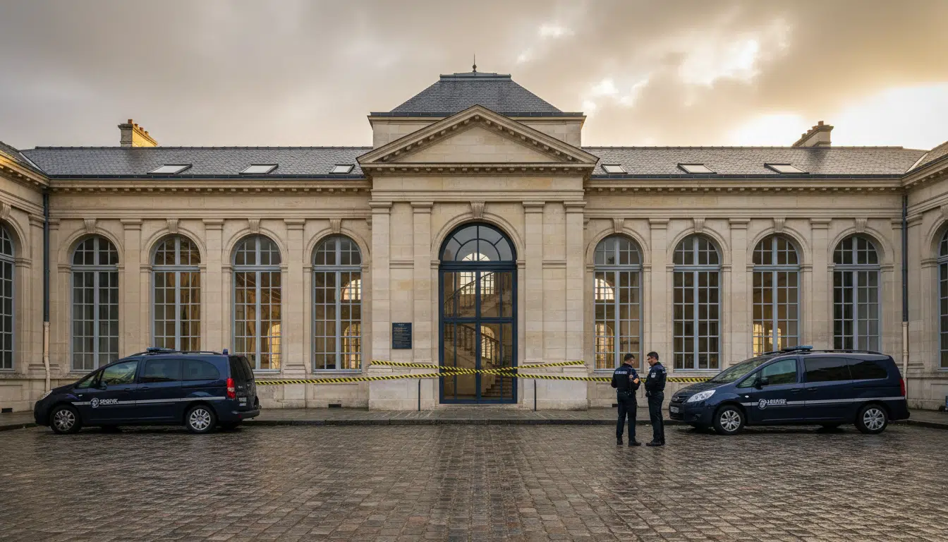 Lycée Joubert-Maillard d'Ancenis avec véhicules de gendarmerie