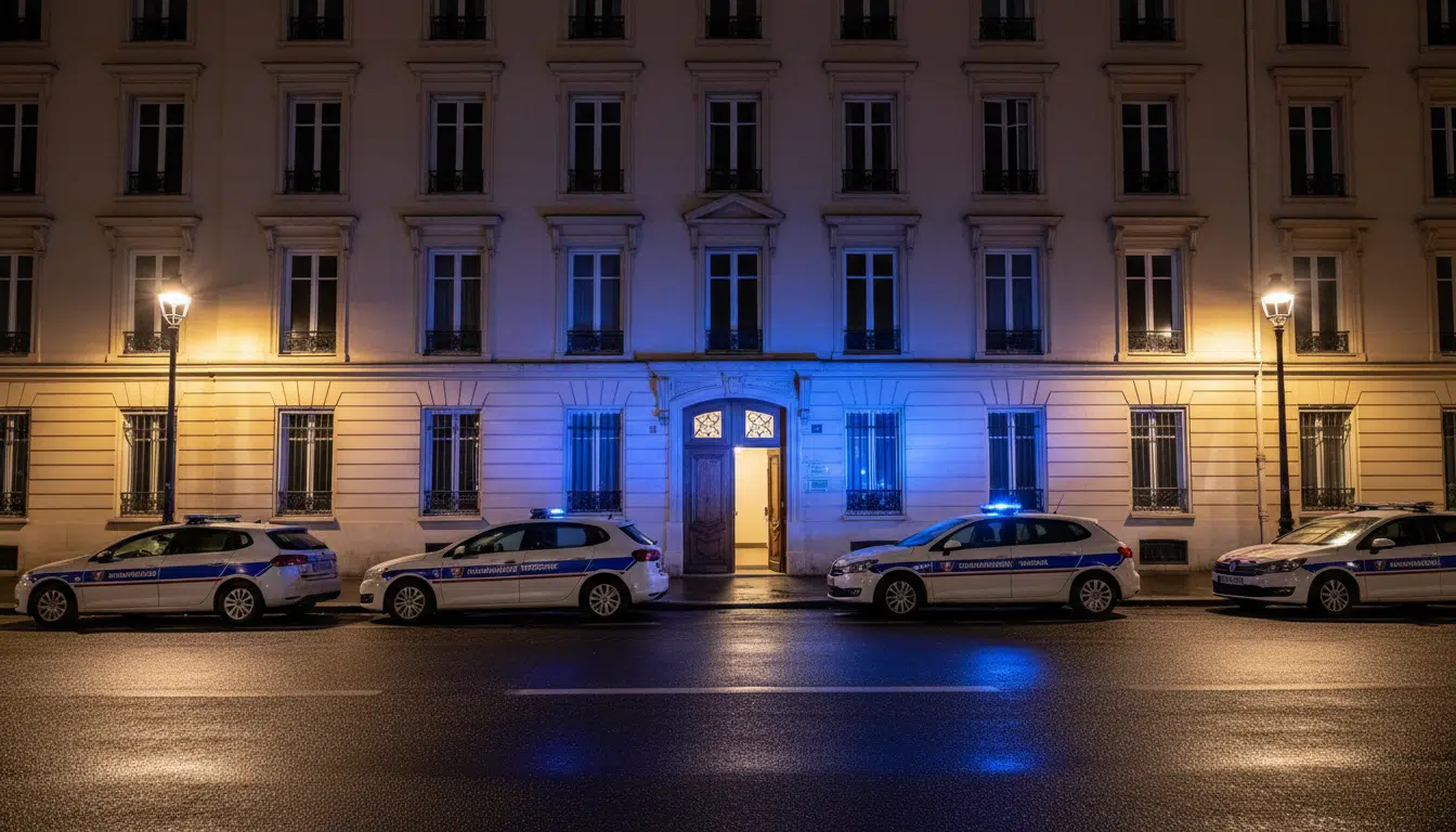 Immeuble du IXe arrondissement de Lyon avec véhicules de police