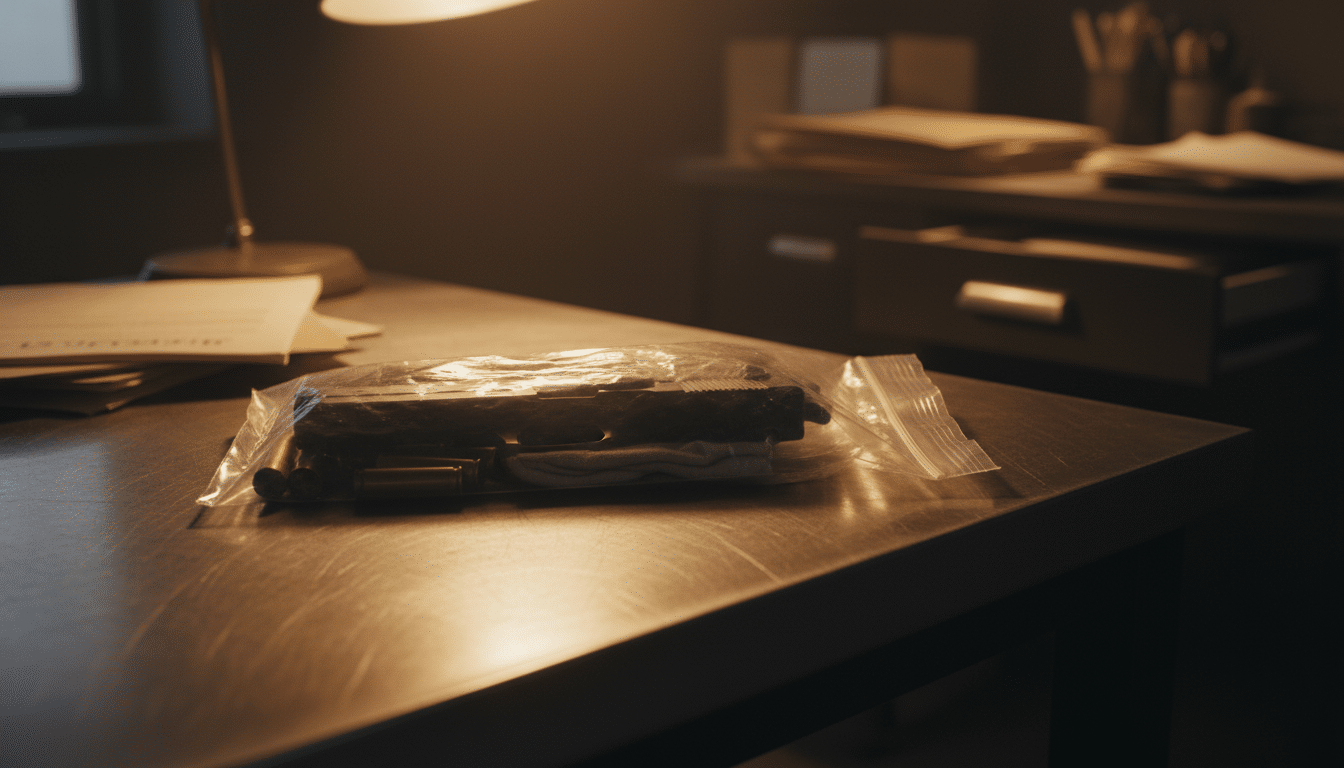 Arme à feu saisie dans un sachet de scellés policier