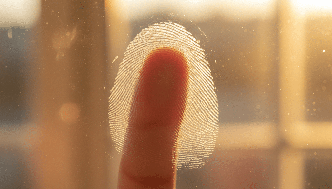Macro empreinte digitale sur surface en verre