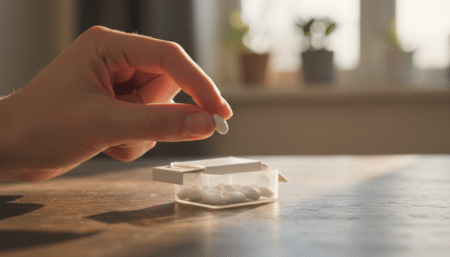 Main tenant une pastille Tic Tac entre les doigts