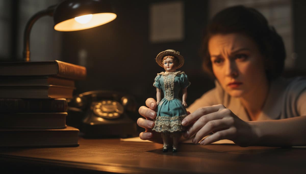 Mains tenant une poupée allemande Bild Lilli vintage