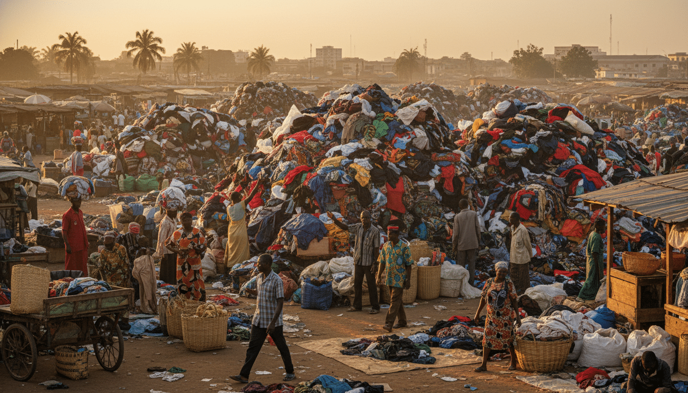 Marché de vêtements d'occasion en Afrique de l'Ouest