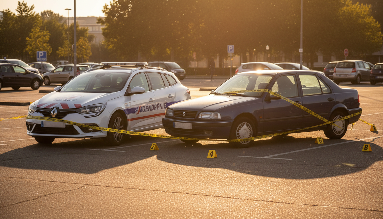Véhicule saisi par la police sur le lieu du drame