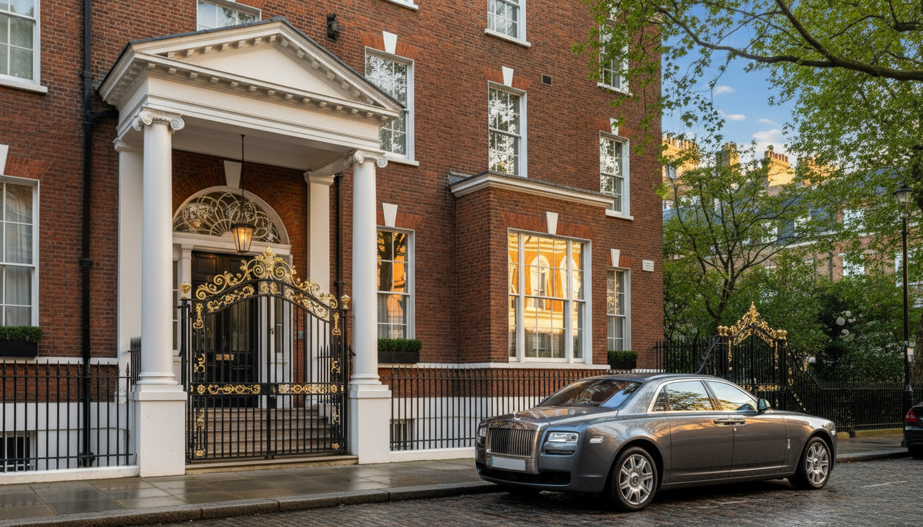 Façade d'un hôtel particulier de luxe à Londres