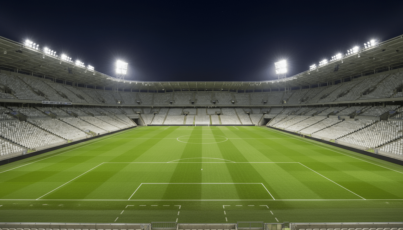 Le stade Santiago-Bernabéu la nuit, symbole du match Real Madrid - Gérone lors de la 31e journée de Liga