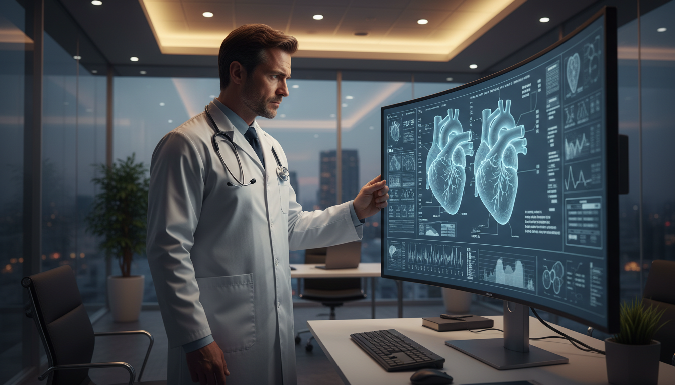 Chercheur analysant des données cardiaques sur un écran