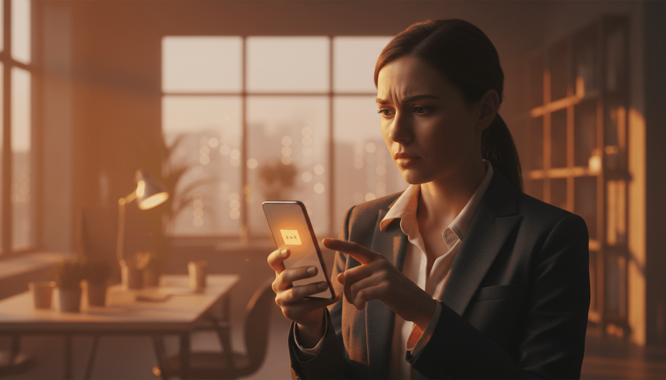 Personne hésitant avant d'envoyer un message impulsif