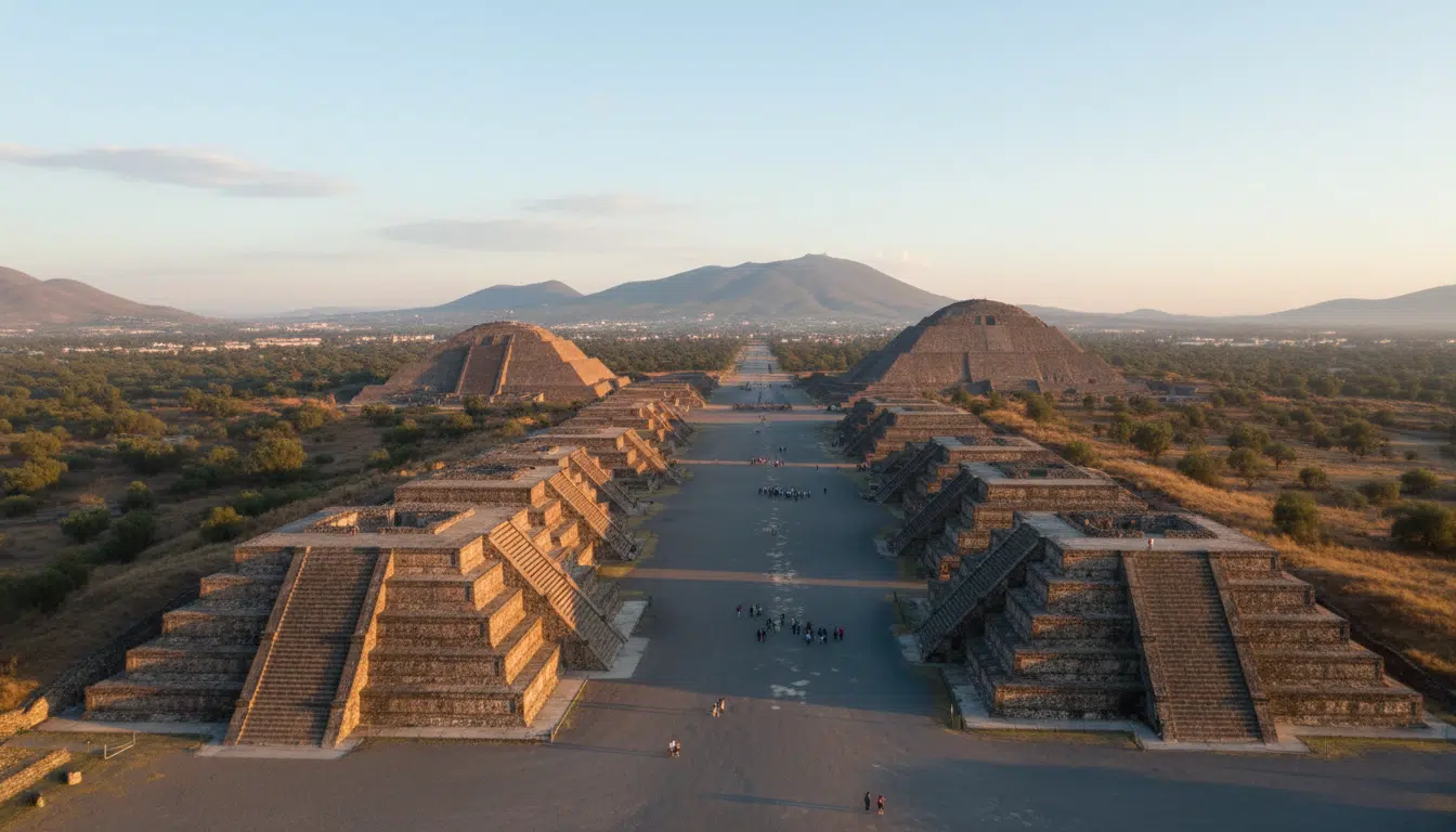 Vue aérienne de la Pyramide de la Lune à Teotihuacan