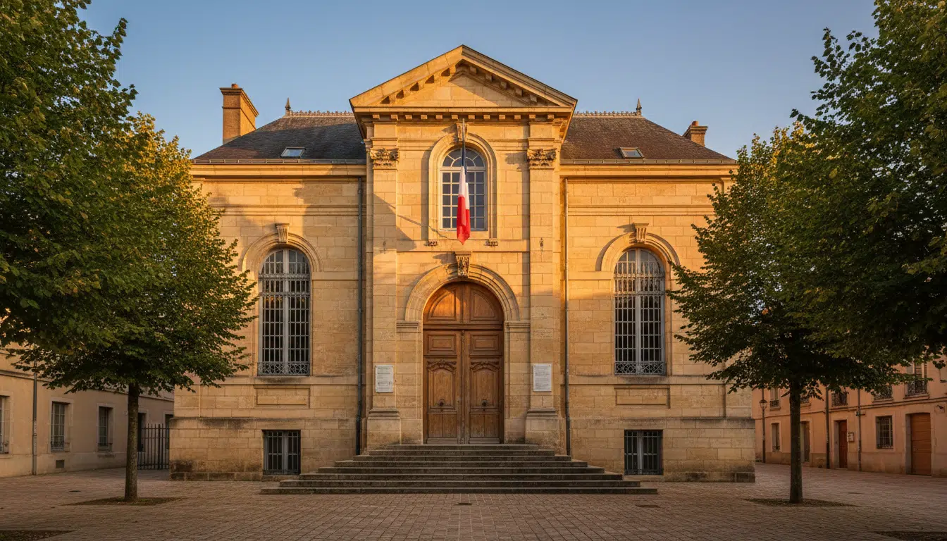 Façade du tribunal correctionnel dans une ville française