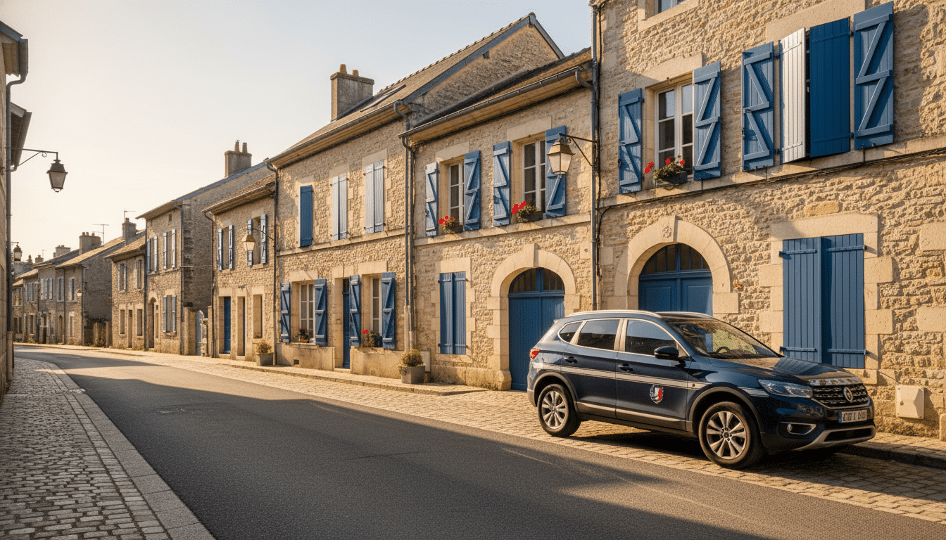 Rue résidentielle calme à Montmorillon après le double féminicide