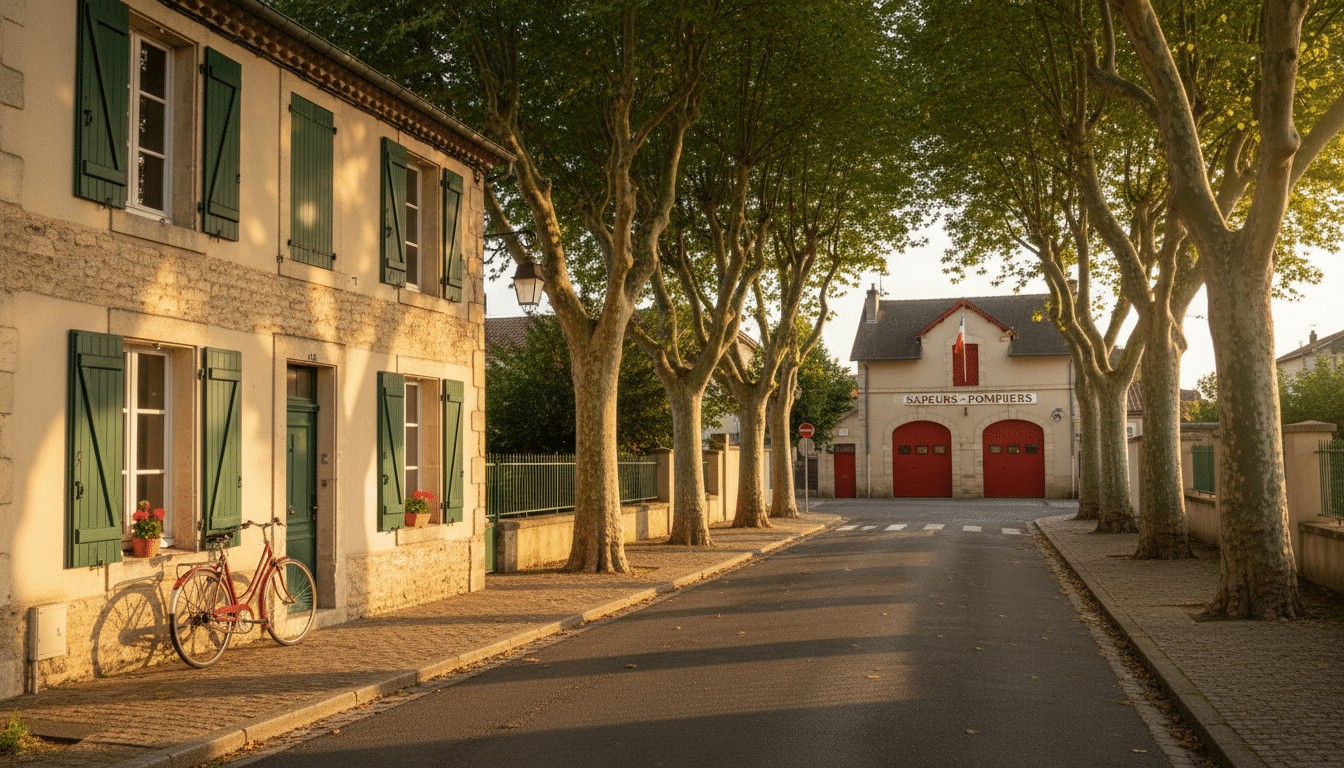 Rue résidentielle calme à Montmorillon près de la caserne
