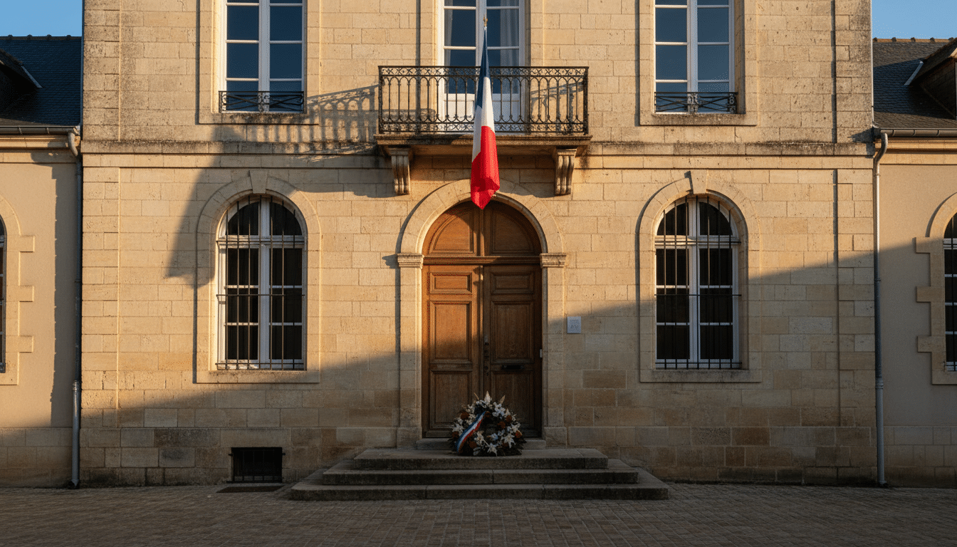 Mairie de Montmorillon après l'annonce du double féminicide