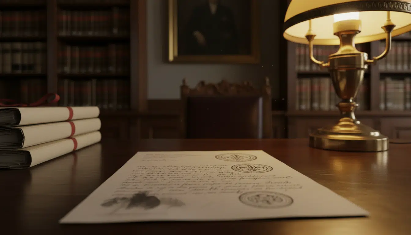 Courrier posé sur un bureau de juge d'instruction