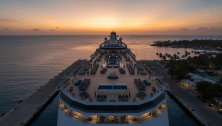 Paquebot de croisière Carnival Horizon au coucher du soleil