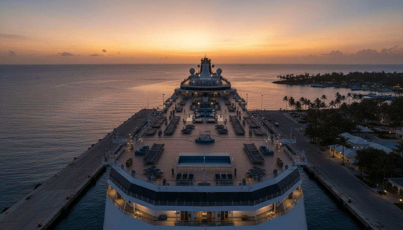 Paquebot de croisière Carnival Horizon au coucher du soleil