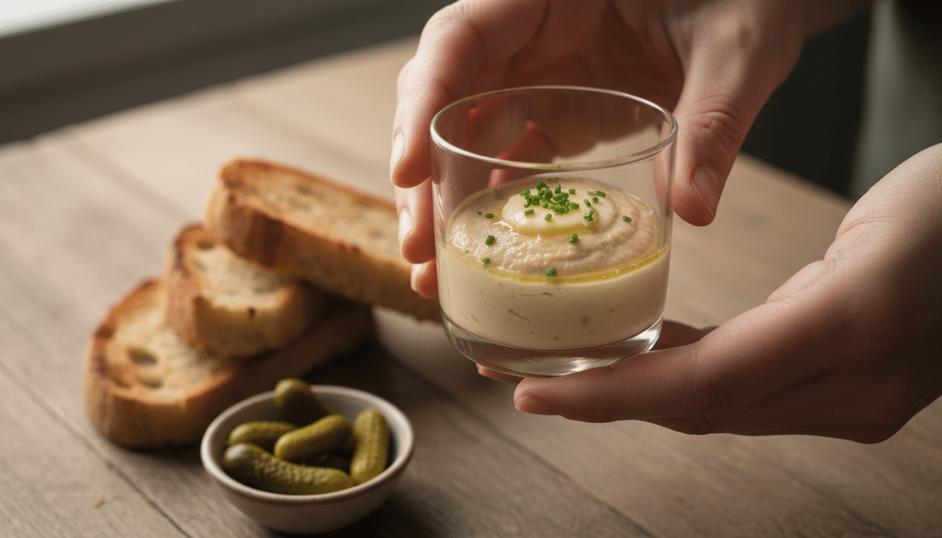 Verrine de mousse de canard onctueuse servie à l'apéro