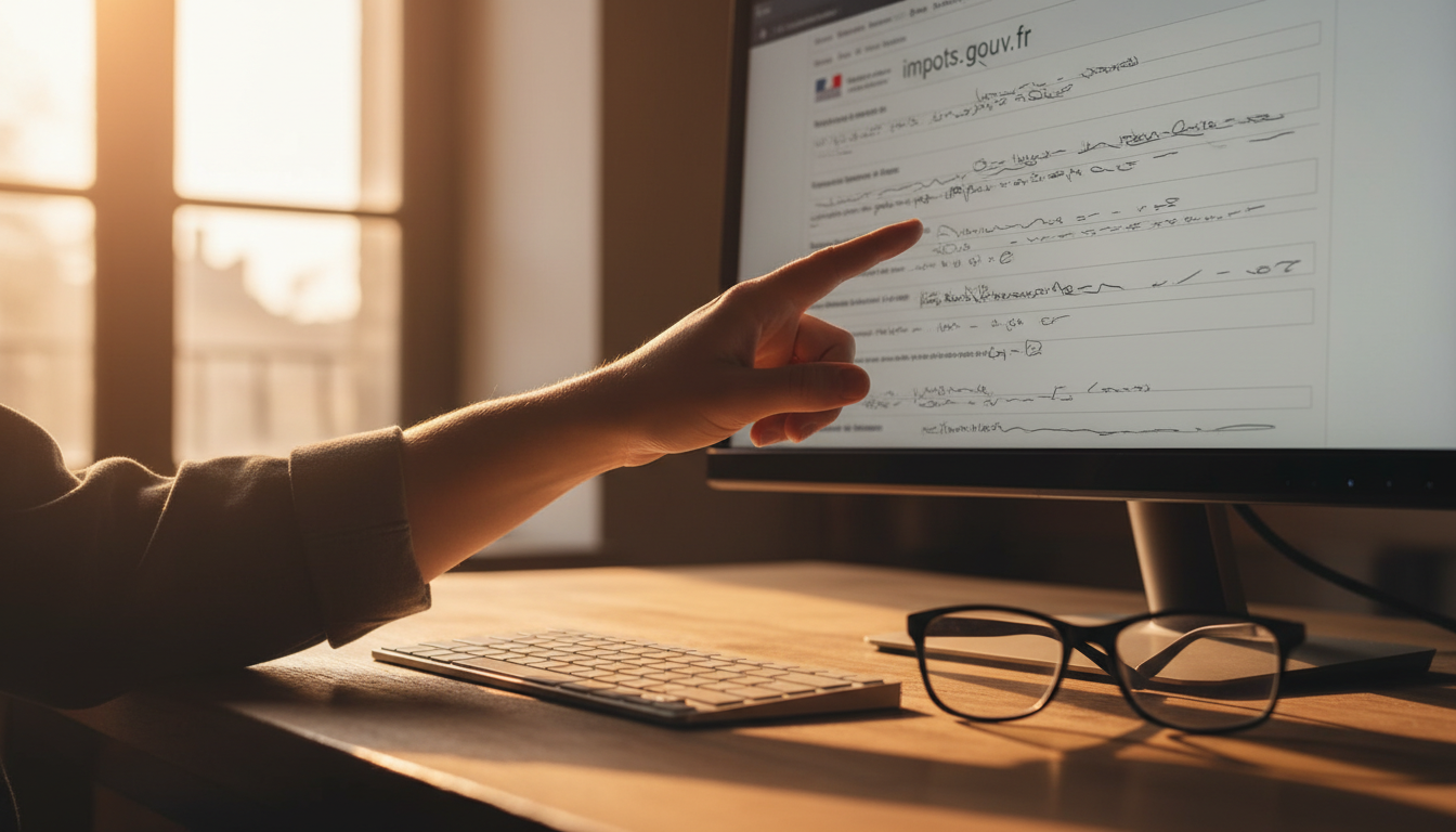 Main pointant la case 6DD sur une déclaration fiscale en ligne