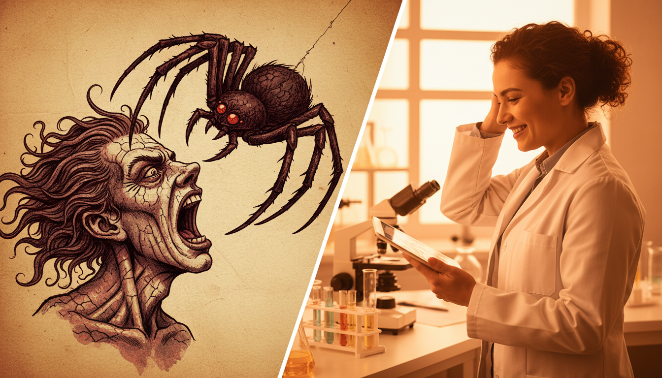 Mythe de l'araignée avalée versus scientifique sceptique