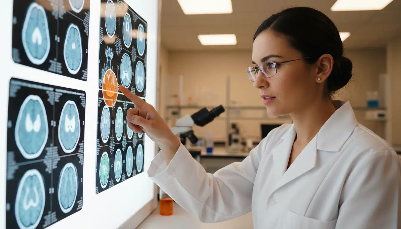 Neuroscientifique étudiant des scanners cérébraux