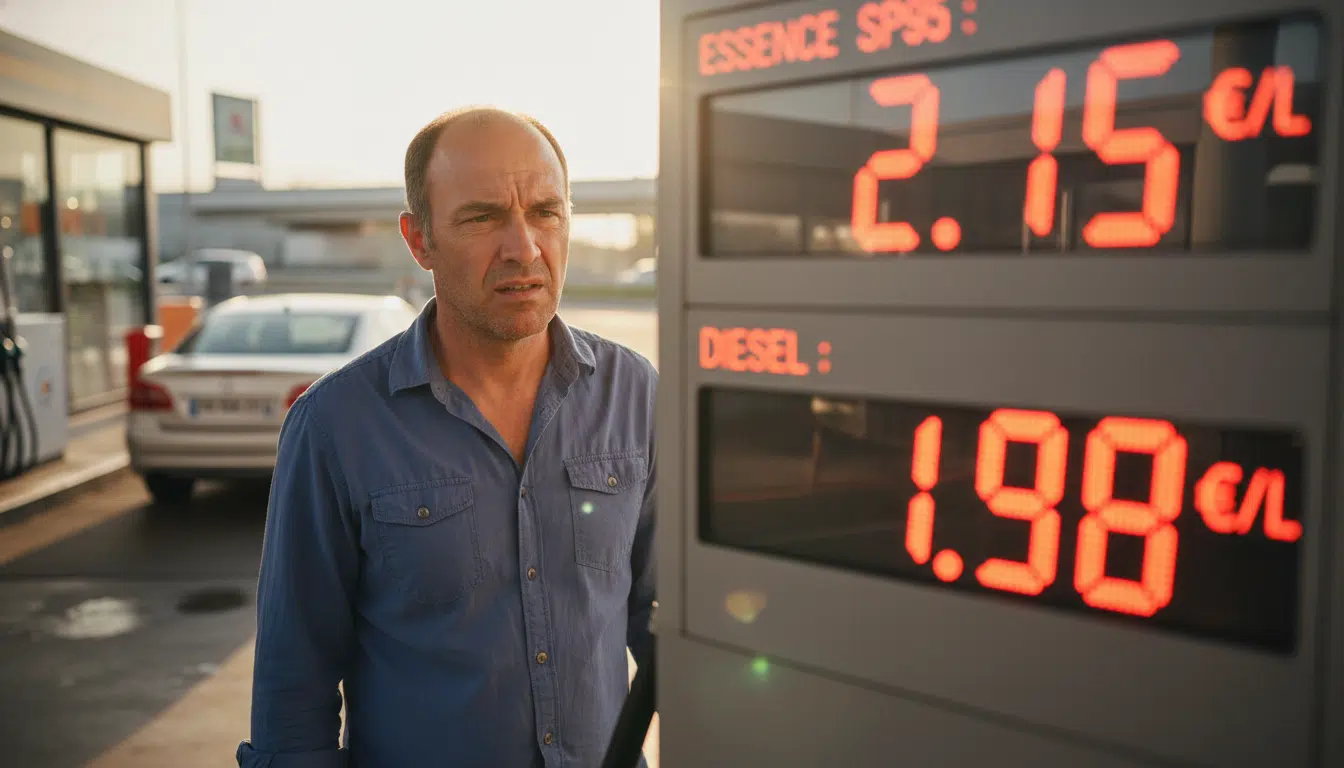 Automobiliste inquiet devant les prix élevés du carburant