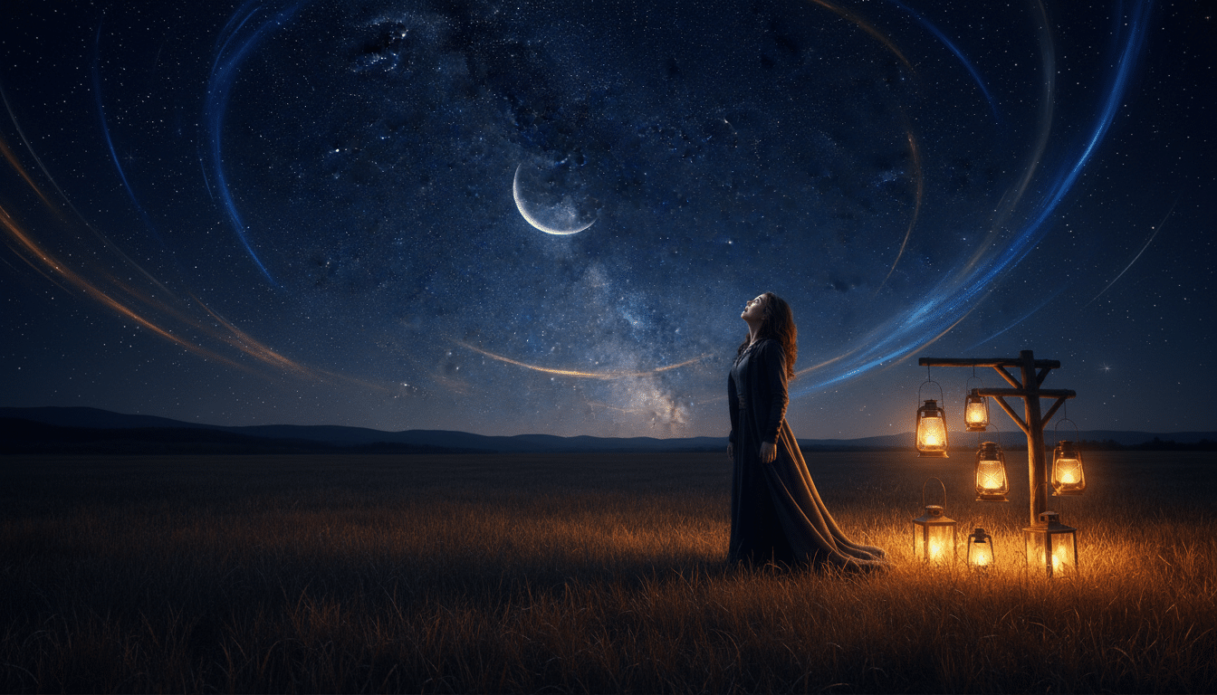 Personne contemplant le ciel étoilé avec émerveillement