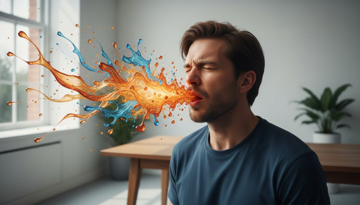 Nuage de gouttelettes projeté lors d'un éternuement