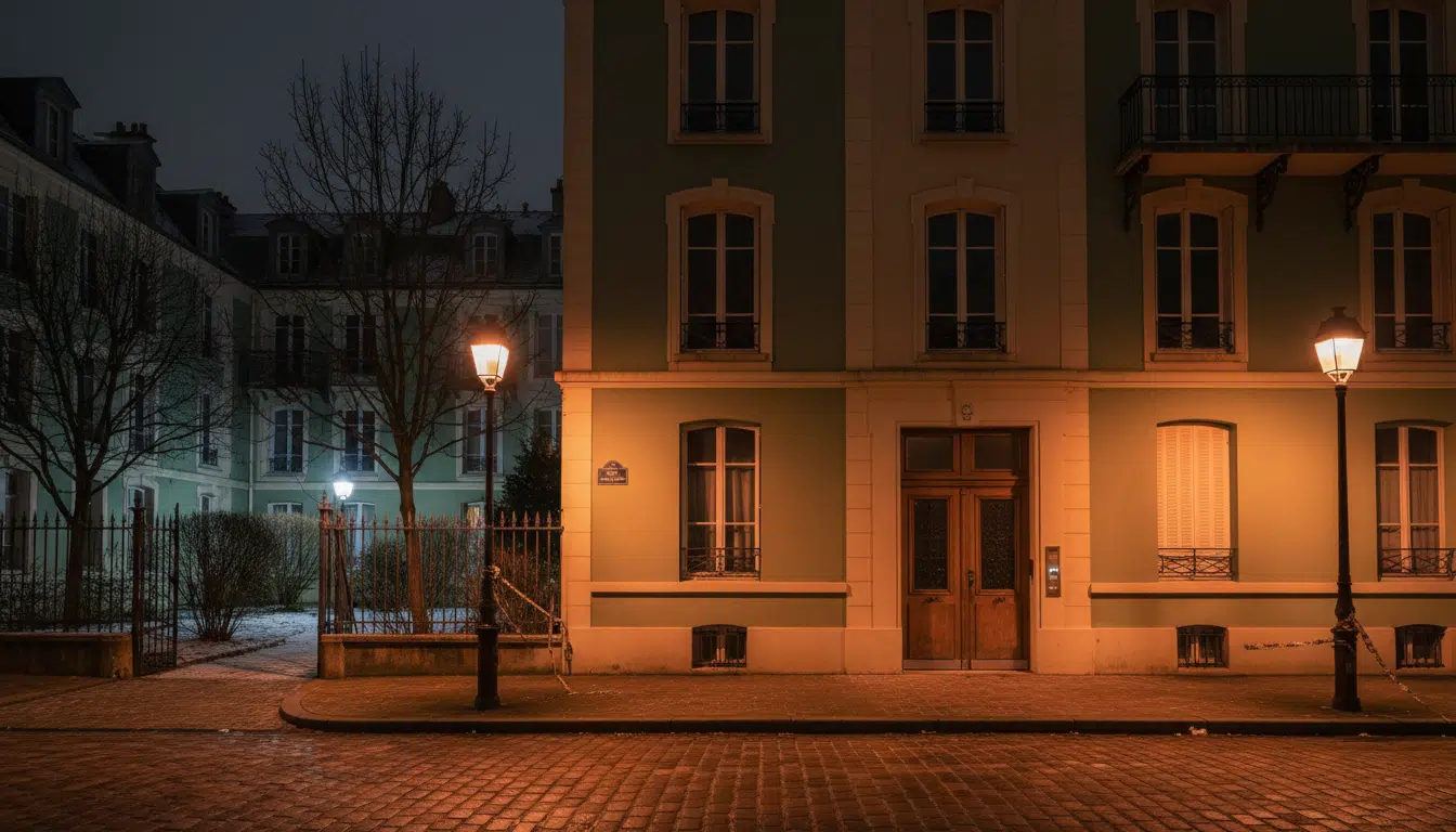 Immeuble du square Adam-de-la-Halle à Meaux de nuit