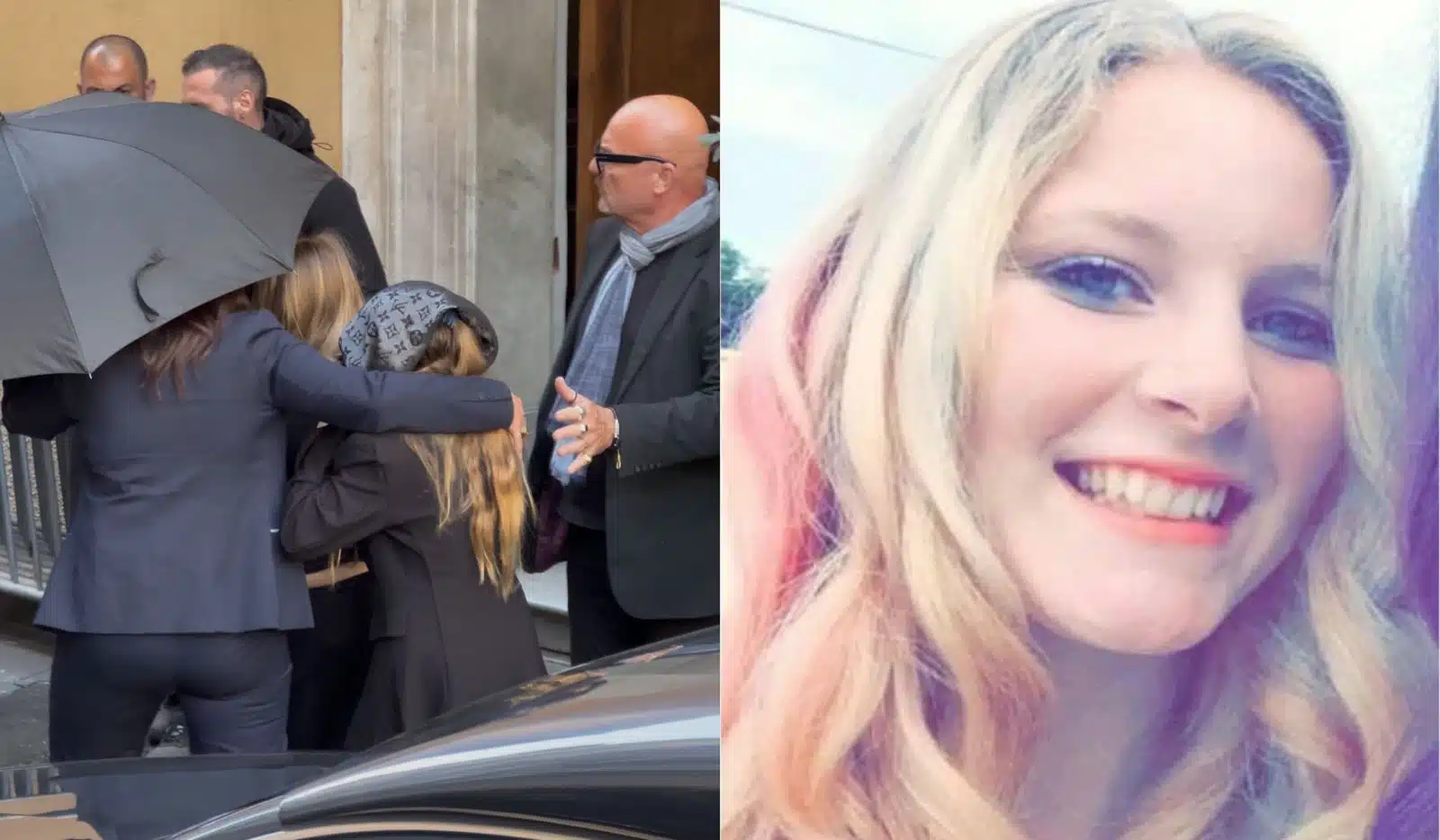 Mindy, fille de Loana, cachée sous un parapluie noir lors des obsèques à Nice, aux côtés de proches en deuil