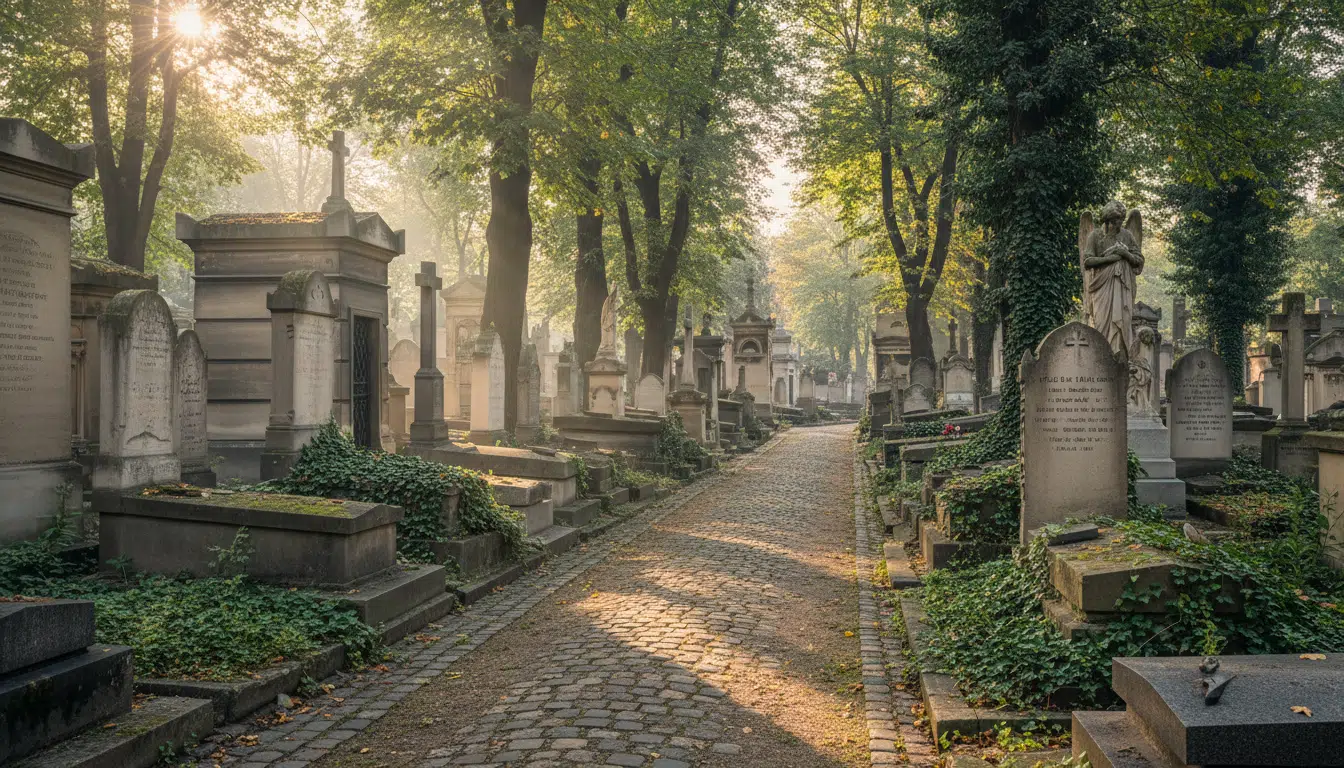 Cimetière du Montparnasse lors de l'inhumation intime de Nathalie Baye