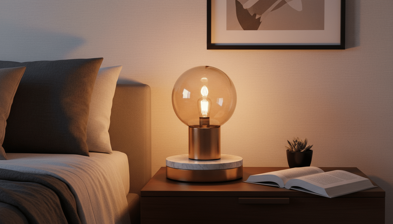 Lampe Fado transformée éclairant une chambre ambiance hôtel