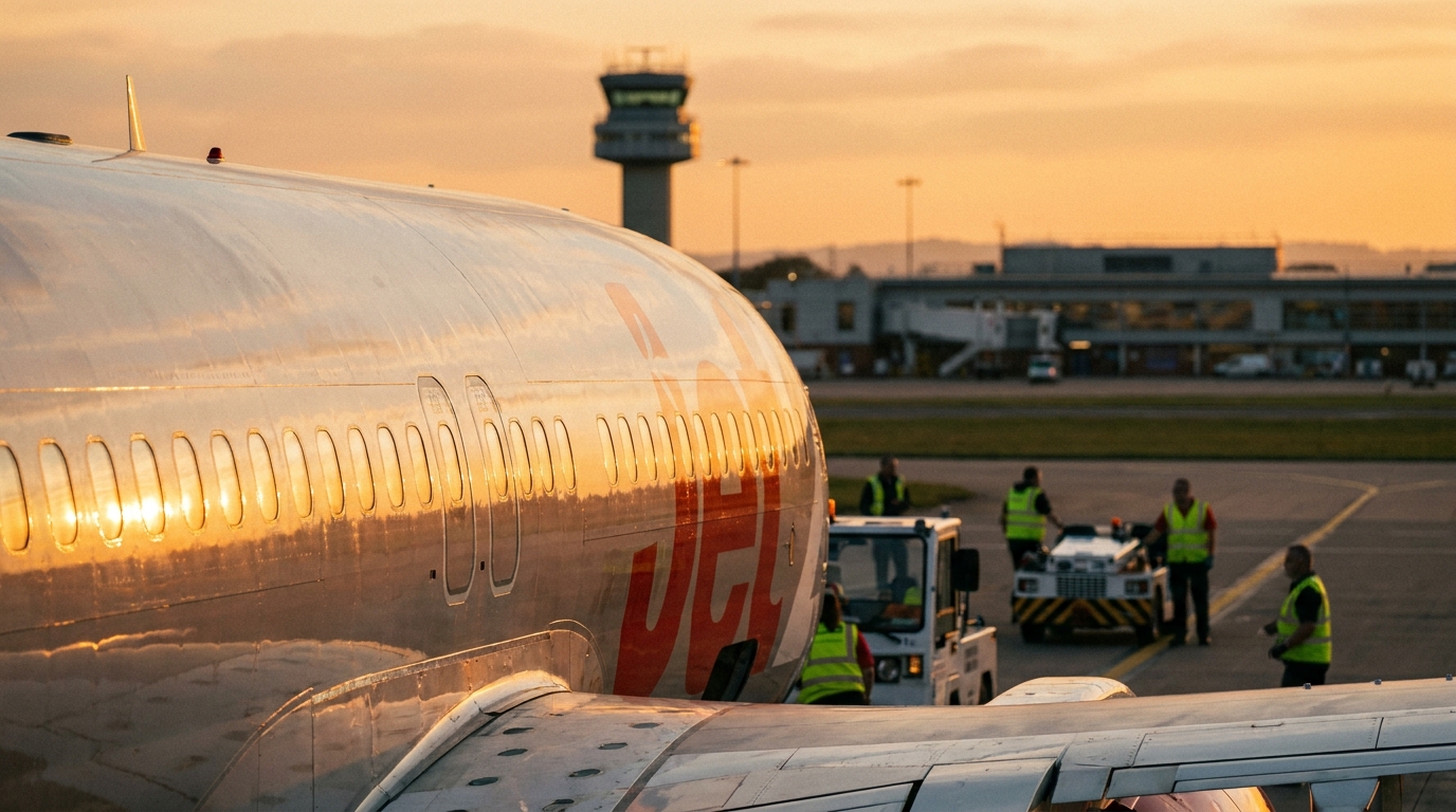 Avion Jet2 sur le tarmac d'un aéroport britannique