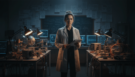 Scientifique dans un laboratoire de physique avancée