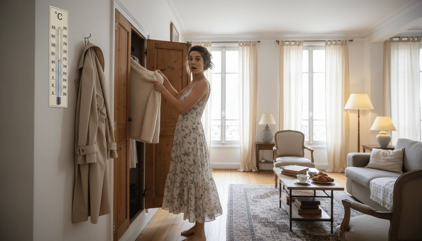 Personne ressortant un pull face à la chute des températures