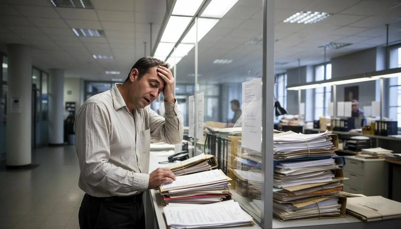 Personne frustrée au guichet d'une administration française