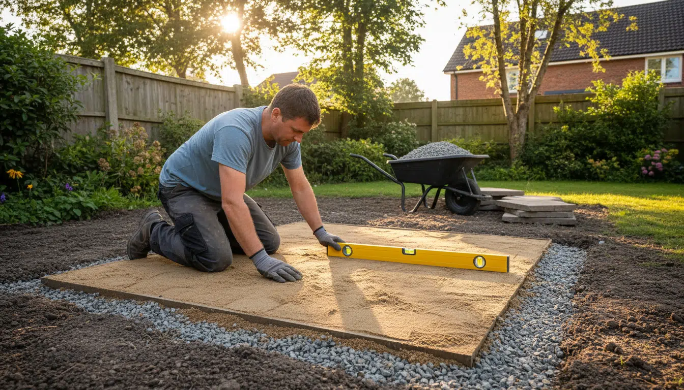 Préparation du sol avant la pose de dalles de terrasse