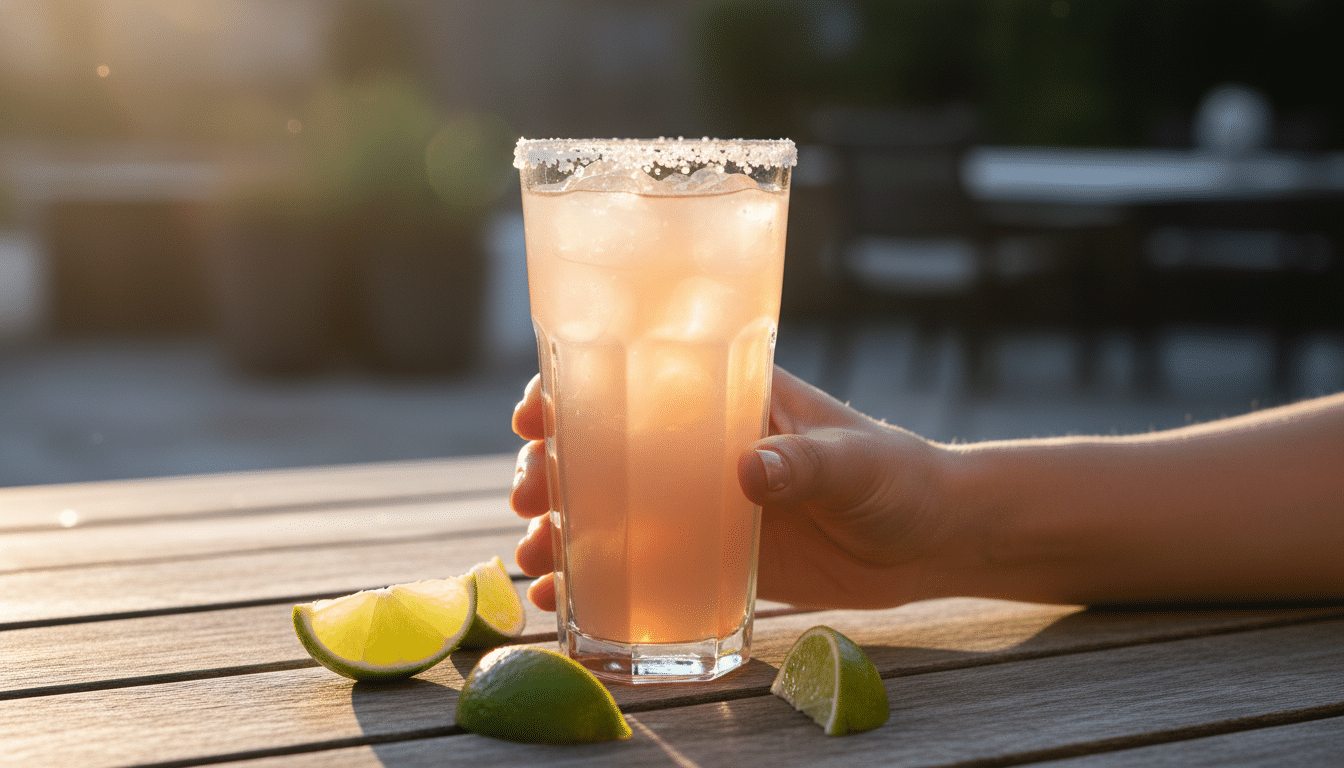 Verre de Paloma cocktail au pamplemousse avec bord salé
