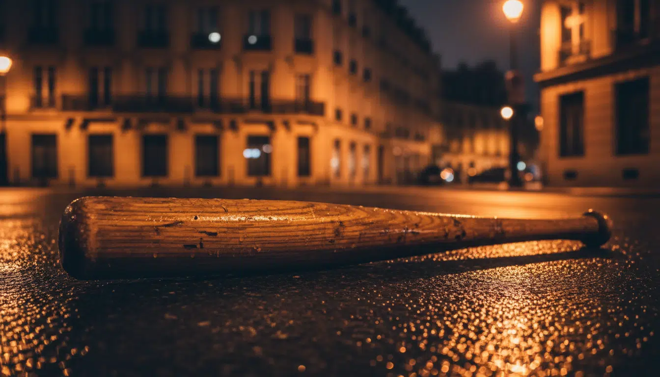 Batte de baseball sur le sol d'une rue parisienne