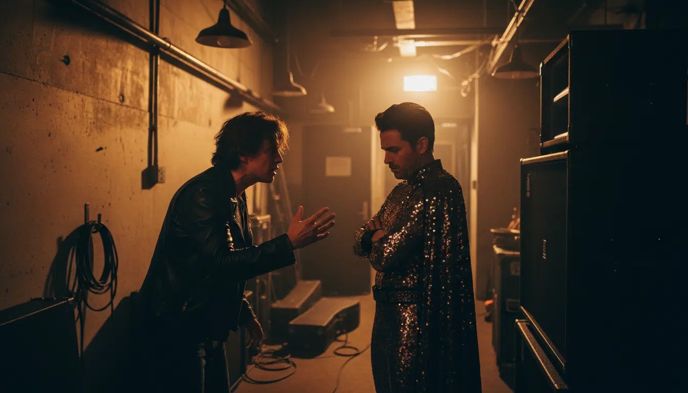 Conversation tendue dans les coulisses d'un spectacle