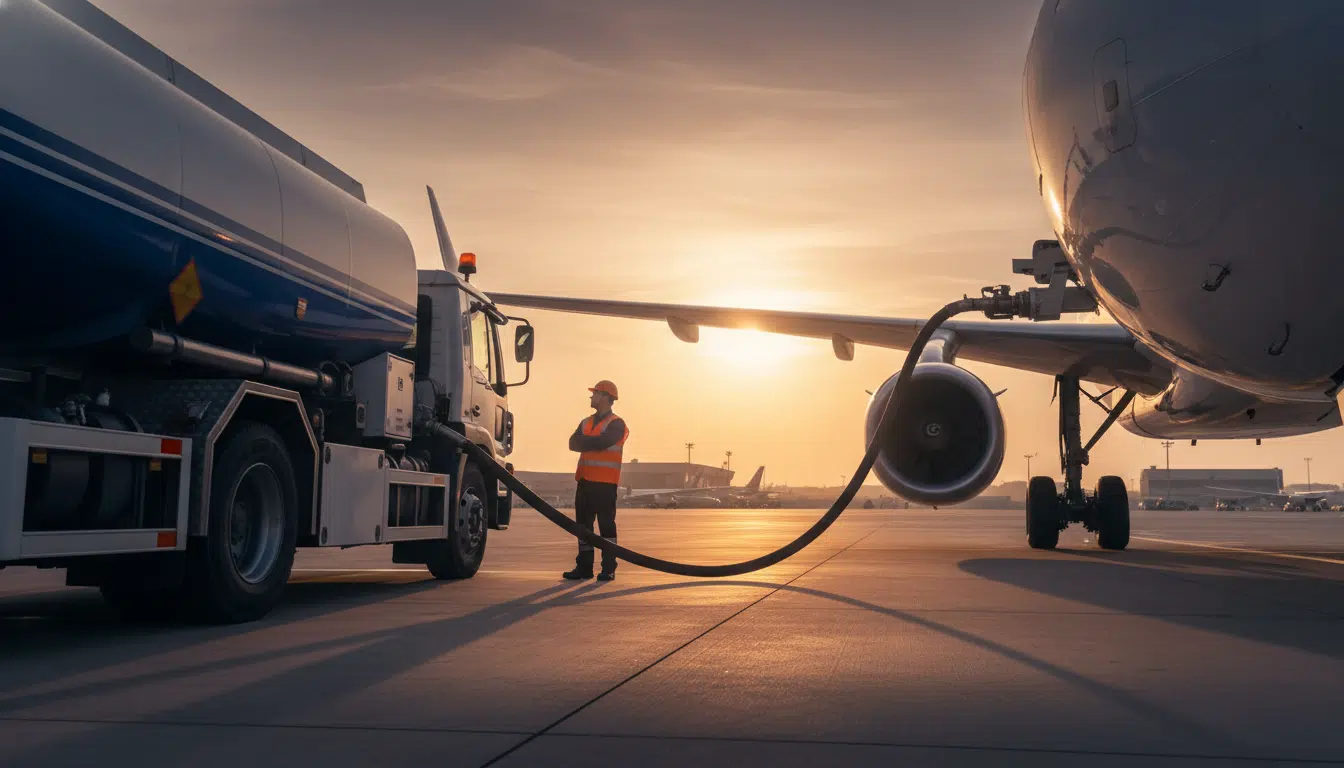 Camion de ravitaillement en kérosène sur un tarmac