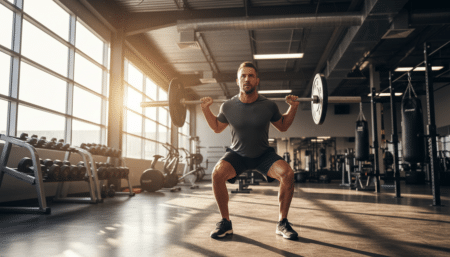 Personne soulevant une barre de musculation en salle de sport