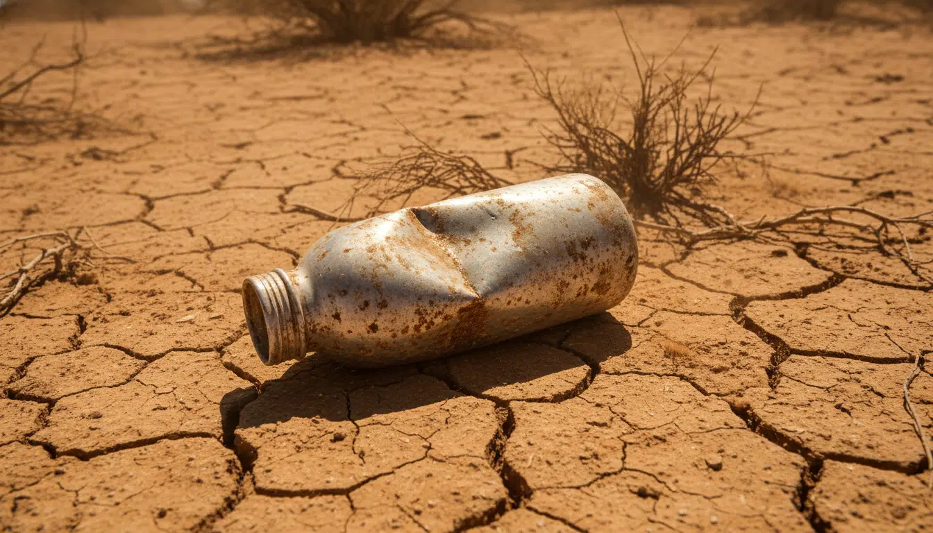 Gourde posée sur le sol aride du désert