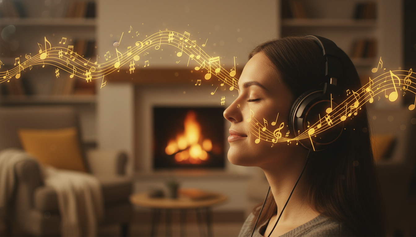 personne avec casque écoutant de la musique