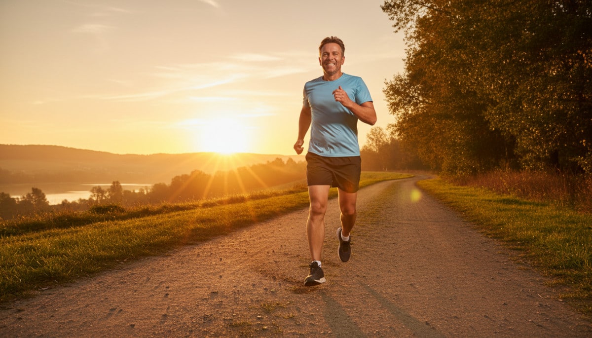 Personne de 50 ans courant au soleil pour renforcer ses os