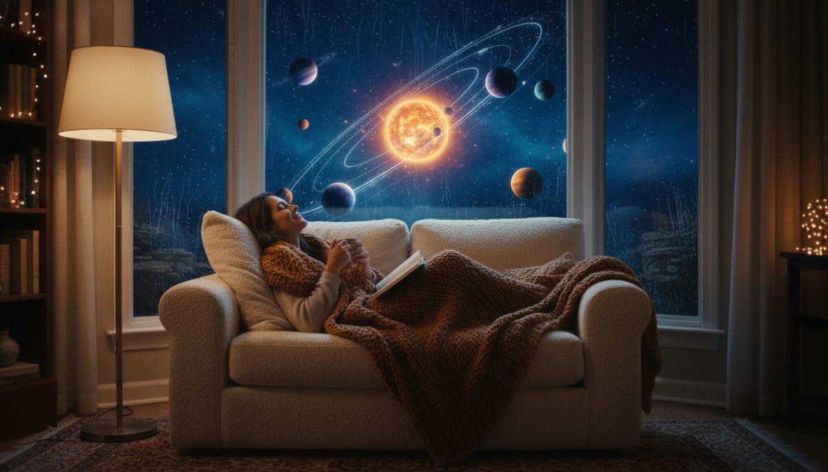 Personne détendue ignorant la vitesse de la Terre dans l'espace