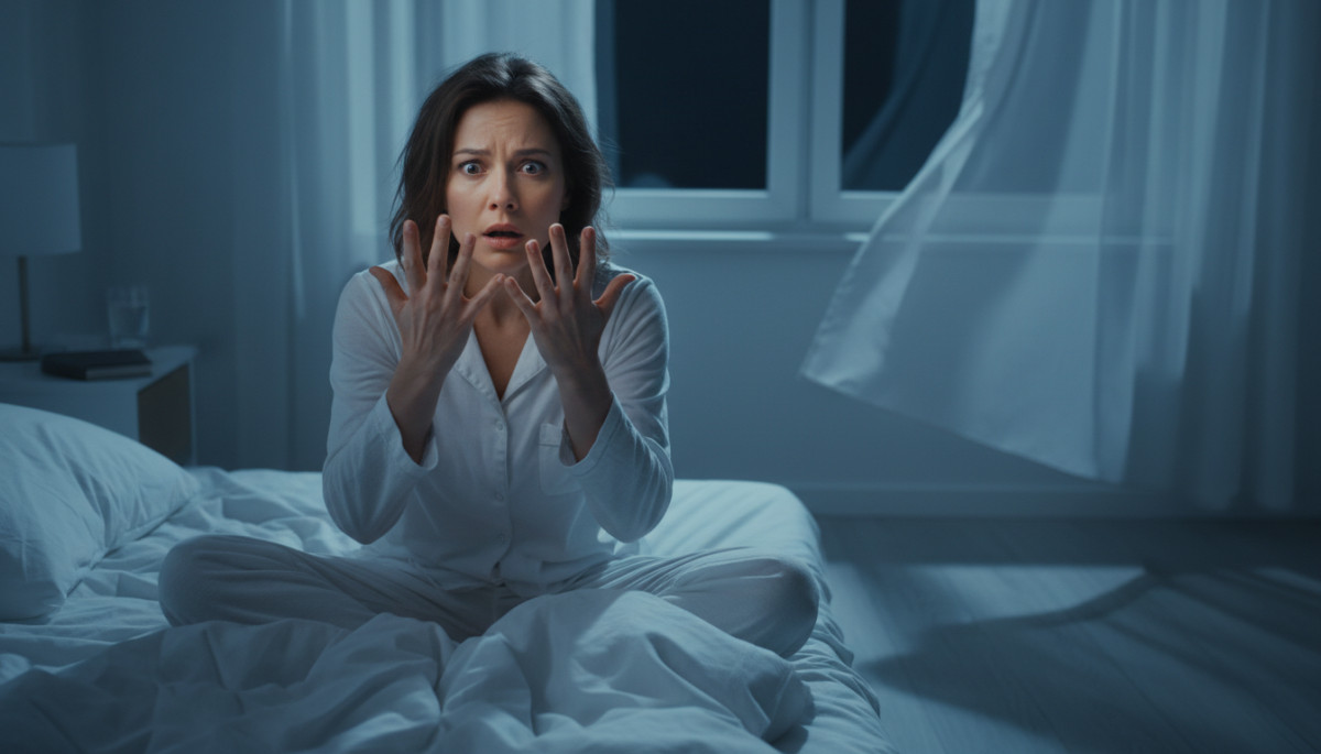 Personne faisant le test de réalité onirique avec ses mains