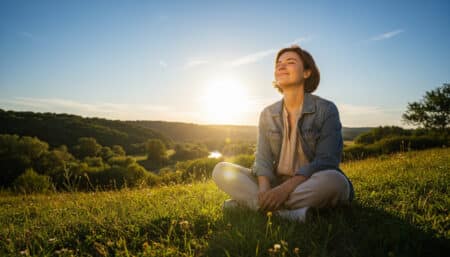 Personne regardant le soleil avec curiosité en plein air